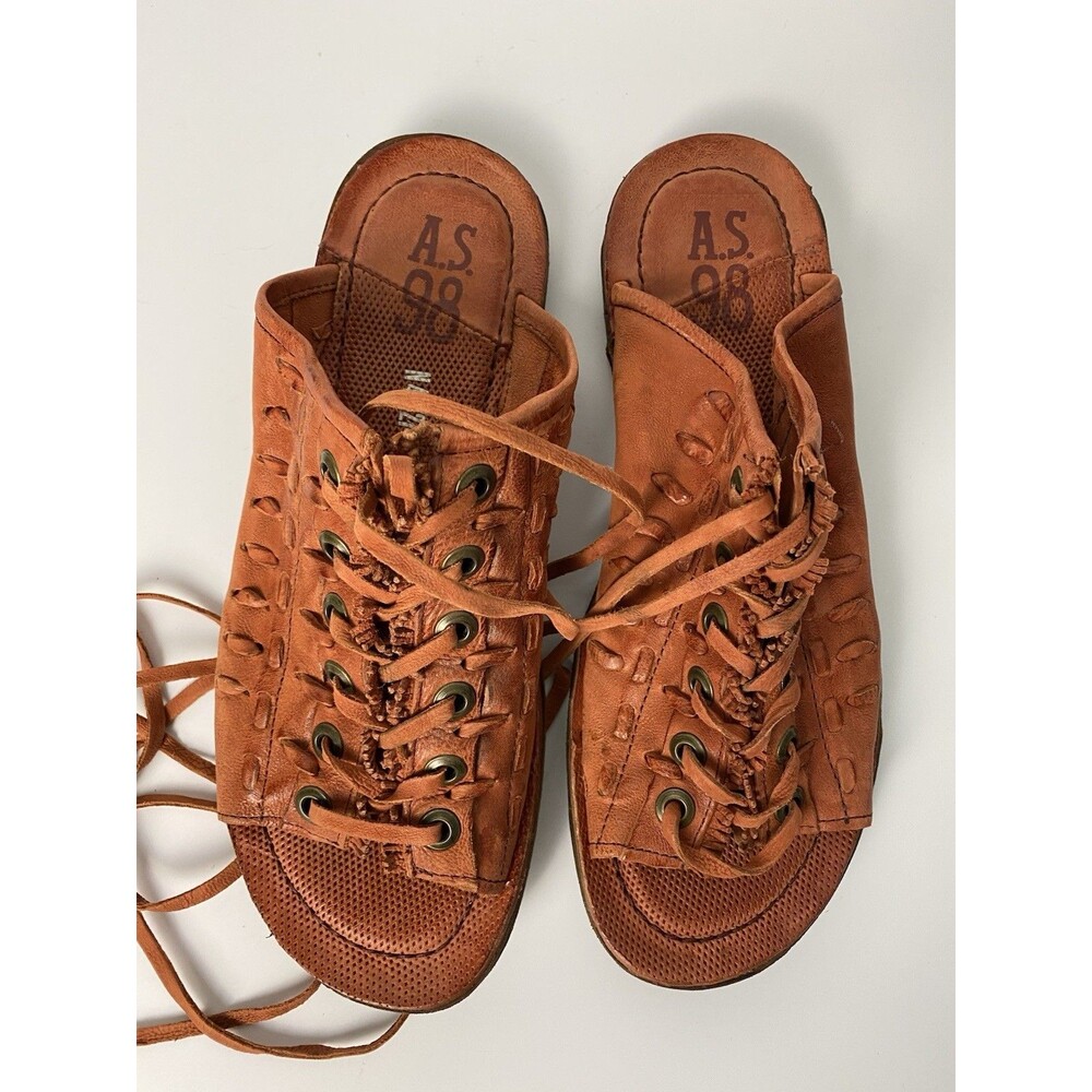 New A.S. 98 Women’s Regis Brown Leather Strappy Flat Boho Sandal 38 (US 7.5-8) - Picture 5 of 12